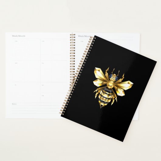 Logo Faux Gold Foil Bee Polygonal sur Noir (Devant avec enveloppe)