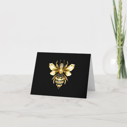 Logo Faux Gold Foil Bee Polygonal sur Noir (Devant)