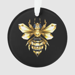 Logo Faux Gold Foil Bee Polygonal sur Noir