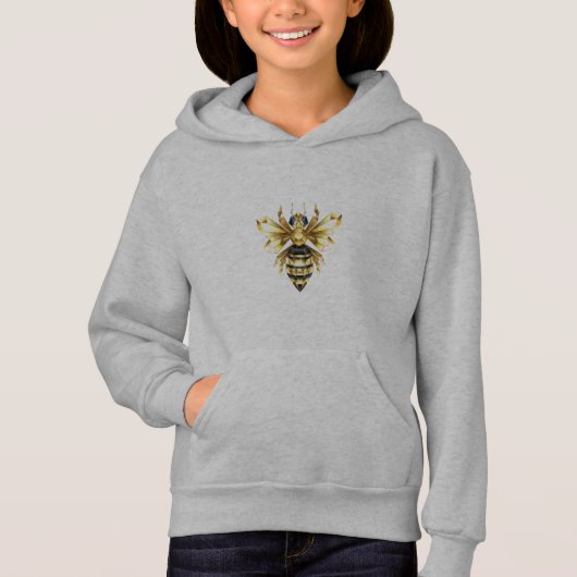 Logo Faux Gold Foil Bee Polygonal sur Noir (Devant)