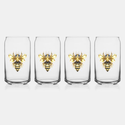 Logo Faux Gold Foil Bee Polygonal sur Noir (Recto)