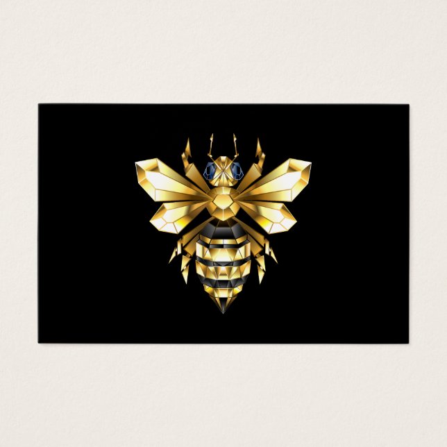 Logo Faux Gold Foil Bee Polygonal sur Noir (Devant)