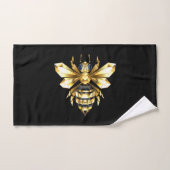 Logo Faux Gold Foil Bee Polygonal sur Noir (Serviette à main)