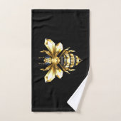 Logo Faux Gold Foil Bee Polygonal sur Noir (Serviette à main)