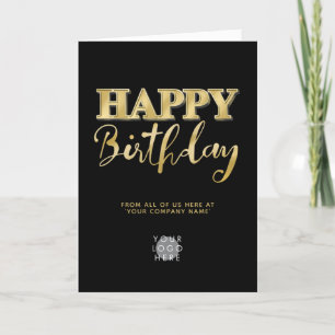 Logo Faux Gold Lettering Business Birthday Black Kaart