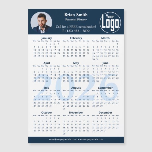 Logo Financial Planner 2026 Calendar Magnet (Devant)