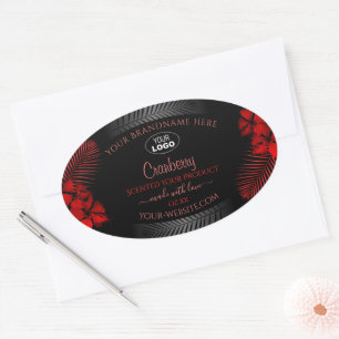 Logo Floral Black Red Étiquette Hawaii Flowers