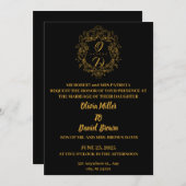 Logo Floral Crest Frame or Faire-part de mariage (Devant / Derrière)