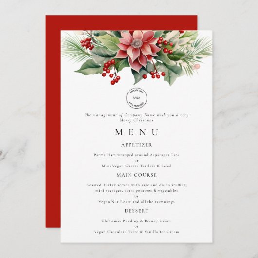 Logo Florals Business Christmas Party Carte menu (Devant / Derrière)