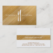 LOGO FORK & KNIFE sur le Carte de visite en BOIS B (Devant / Derrière)