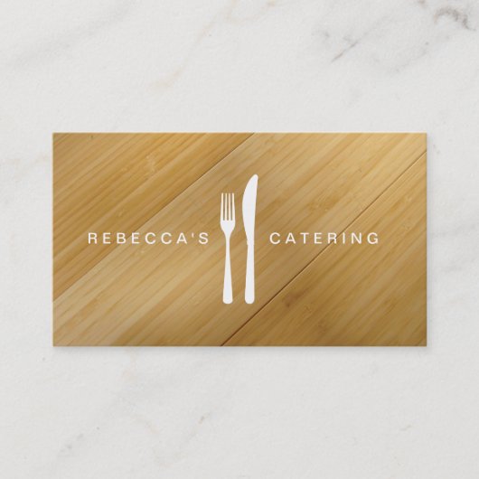 LOGO FORK & KNIFE sur le Carte de visite en BOIS B (Devant)