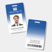 Logo Foto Blauw verloop Naam werknemer Titel ID Badge (Voor- en achterkant)