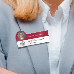 Logo Foto ID Elegant Bourgondië Rood Wit Bedrijf Naamplaatje