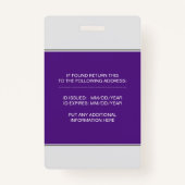 Logo foto ID sjabloon paars Badge (Achterkant)