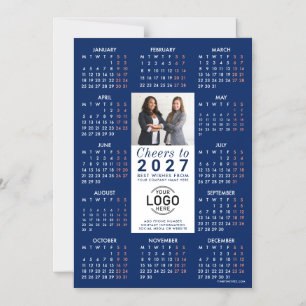 Logo Foto Info Blauwe Kalender 2027 Magnetische Ka Uitnodiging