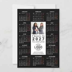 Logo Foto Info Zwarte Kalender 2027 Magnetische Ka Uitnodiging