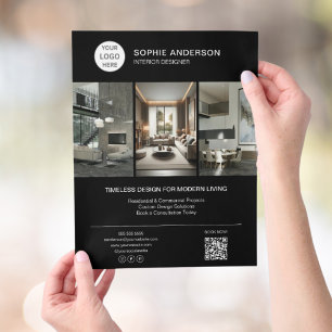 Logo Foto Interieurontwerper Zwart Professioneel Flyer