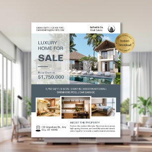 Logo Foto Onroerend goed Huis te koop Sjabloon Flyer
