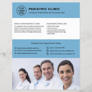 Logo Foto QR Blauw Kinderkliniek Dokter Flyer