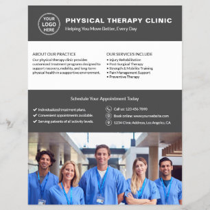 Logo Foto QR Grijs Fysiotherapie Kliniek Flyer