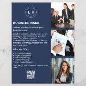 Logo Foto QR Navy Blue Professional Business Flyer (Voorkant)