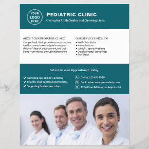 Logo Foto QR Teal Kinderkliniek Dokter Flyer