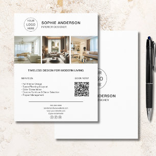 Logo foto QR wit interieurontwerper bedrijf Flyer