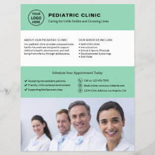 Logo foto QR zachte groene kinderkliniek dokter Flyer