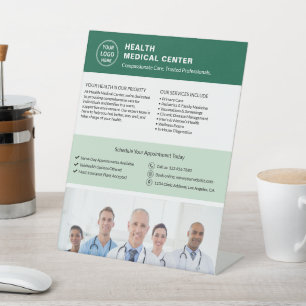 Logo Foto QR Zorg Kliniek Dokter Groen Reclamebord Met Voetstuk