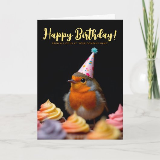 Logo Fun Cute Corporate Robin Bird Birthday Kaart (Voorkant)
