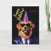 Logo Fun Funny Golden Retriever Party Verjaardag Kaart (Voorkant)