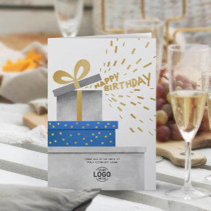 Logo Fun Gifts Gray Boxes Happy Birthday Kaart