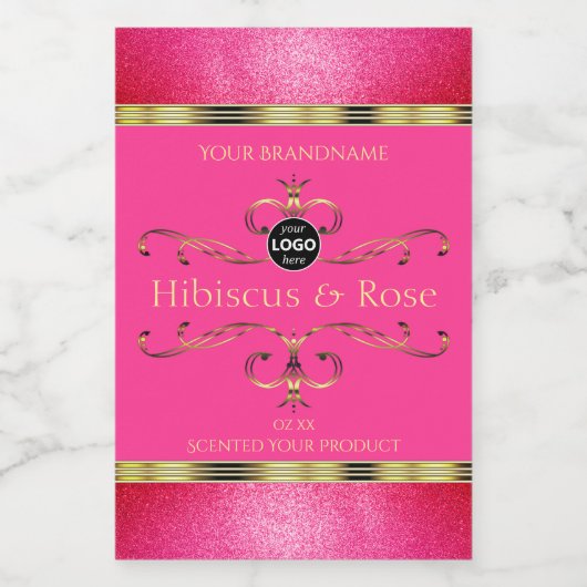 Logo Girly Pink Gold Produit Étiquette Parties sci (Étiquettes simples)