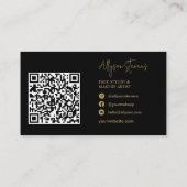 Logo Gold initialen Hair Make-up QR-code Visitekaartje (Achterkant)