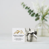 Logo Gold Real Estate | Clés Carte de visite (Debout devant)