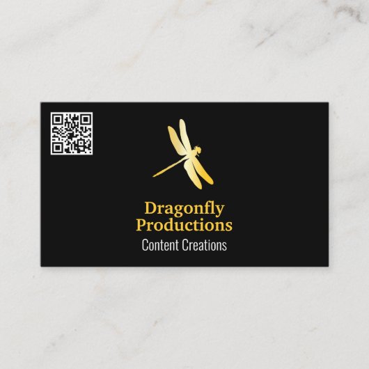 Logo Golden Dragonfly | Carte de visite de code QR (Devant)