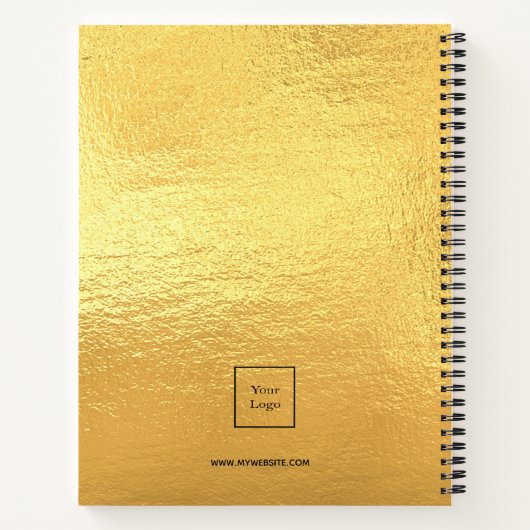 Logo gouden monogram initialen bedrijf metaal notitieboek (Achterkant)