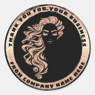 Logo Hair Lashes Wigs Dank Roos Gold Ronde Sticker