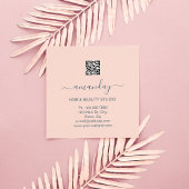 Logo Hairdresser Makeup Artist Blue QR Code Blush Vierkante Visitekaartje