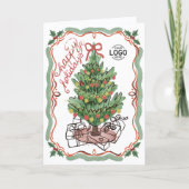 Logo Hand Drawn Charming Christmas Tree Business Feestdagen Kaart (Voorkant)