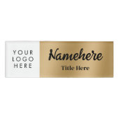 Logo Hand Script Faux Gold Bold Magnet Titel Naambadge (Voorkant)