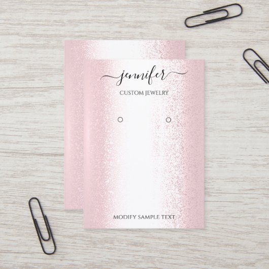 Logo Handmade Jewelry Kaart Pink Rose Visitekaartje (Voorkant / Achterkant in situ)