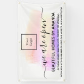 Logo het heropenen van witte pastels interieurontw spandoek (Verticaal)