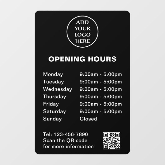 Logo hier Winkeluren Bedrijfs QR Code Company Raamsticker (Vel)