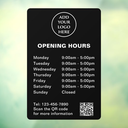 Logo hier Winkeluren Bedrijfs QR Code Company Raamsticker (Vel 3)