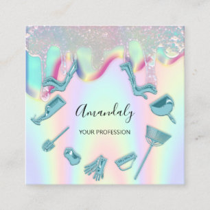 Logo Holograaf Drip Maid House Cleaning Services Vierkante Visitekaartje