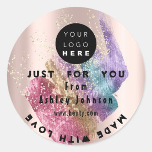 Logo Holograaf gemaakt met Roos Confetti Ronde Sticker