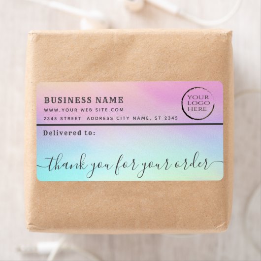 Logo Holographique merci étiquette de courrier pro (En situation)