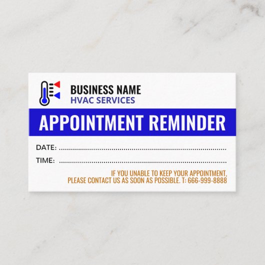 Logo HVAC | Cartes de rappel de rendez-vous pour c (Devant)