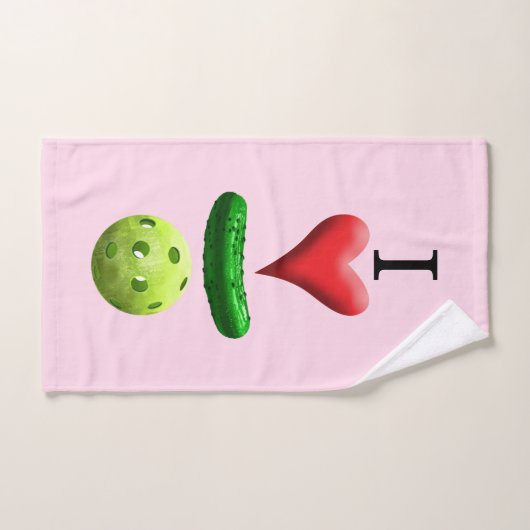 Logo I Love Pickleball - Serviette de sueur rose (Serviette à main)